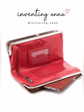 HOBO Rust Red Leather Wallet Clutch Phone Crossbody Floral Interior